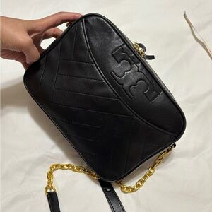 Tory Burch Alexa Black Quilted Leather Crossbody Bag